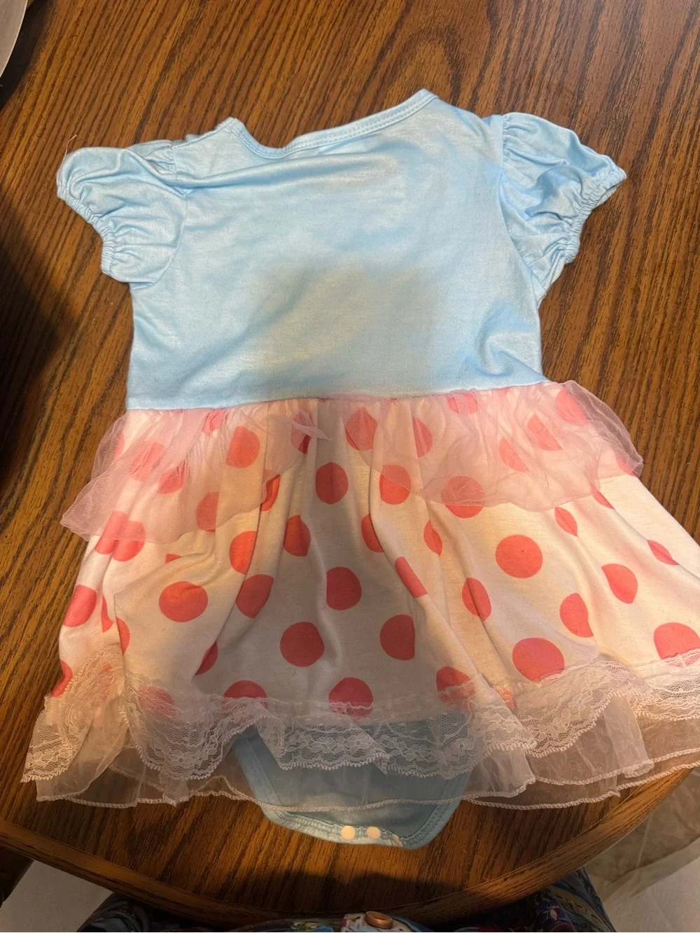 Blue & Pink Polka Dot Baby Dress Onesie bo-peep